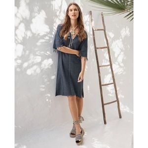 Wrap London Linen Knit Beach Dress Cotton Natural Fibers Deep Sea Petrol Blue 6